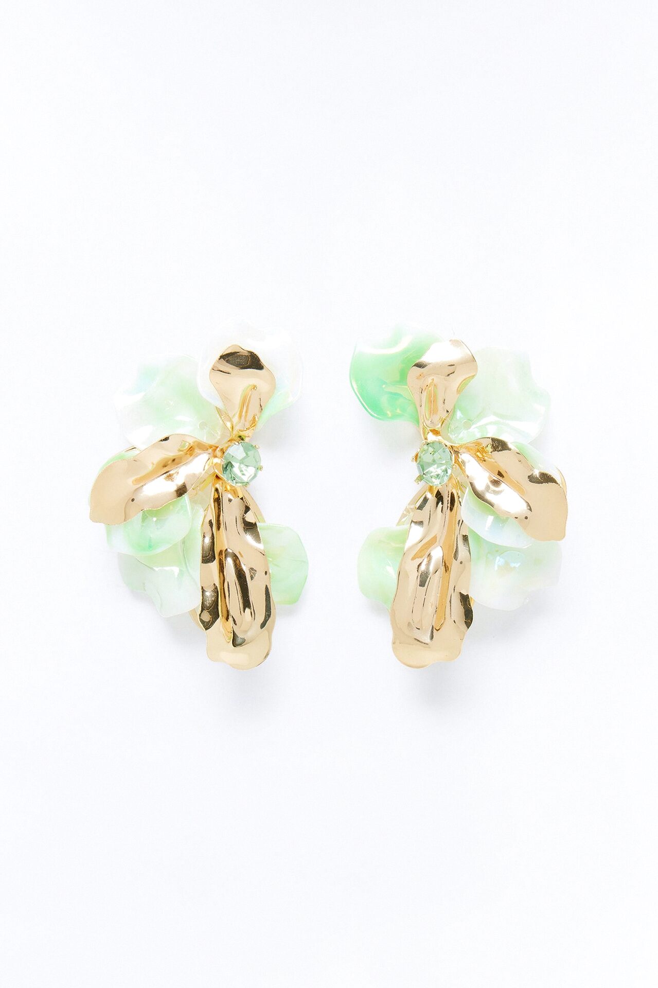 Sunlit Blossom Earrings - Gold/Green