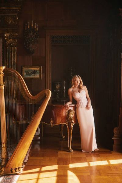 So Elegant Corset Skirt Set - Pink