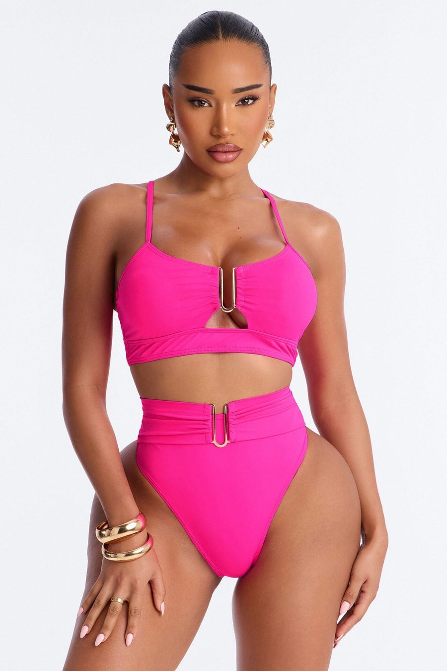 Saltwater Cures Everything Hardware Ruching 2 Piece Bikini - Pink