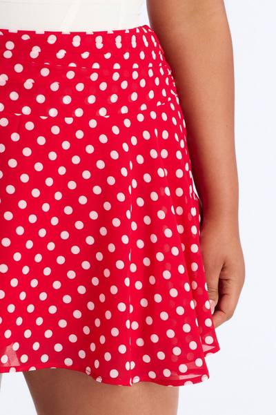 Emmie Chiffon Polka Dot Mini Skirt - Red/White