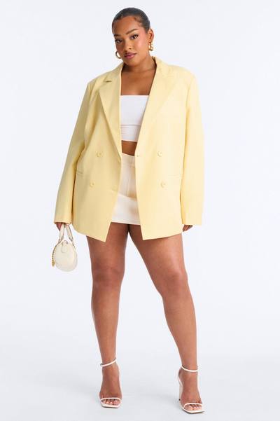 Big Goals Double Breasted Oversized Blazer - Yellow