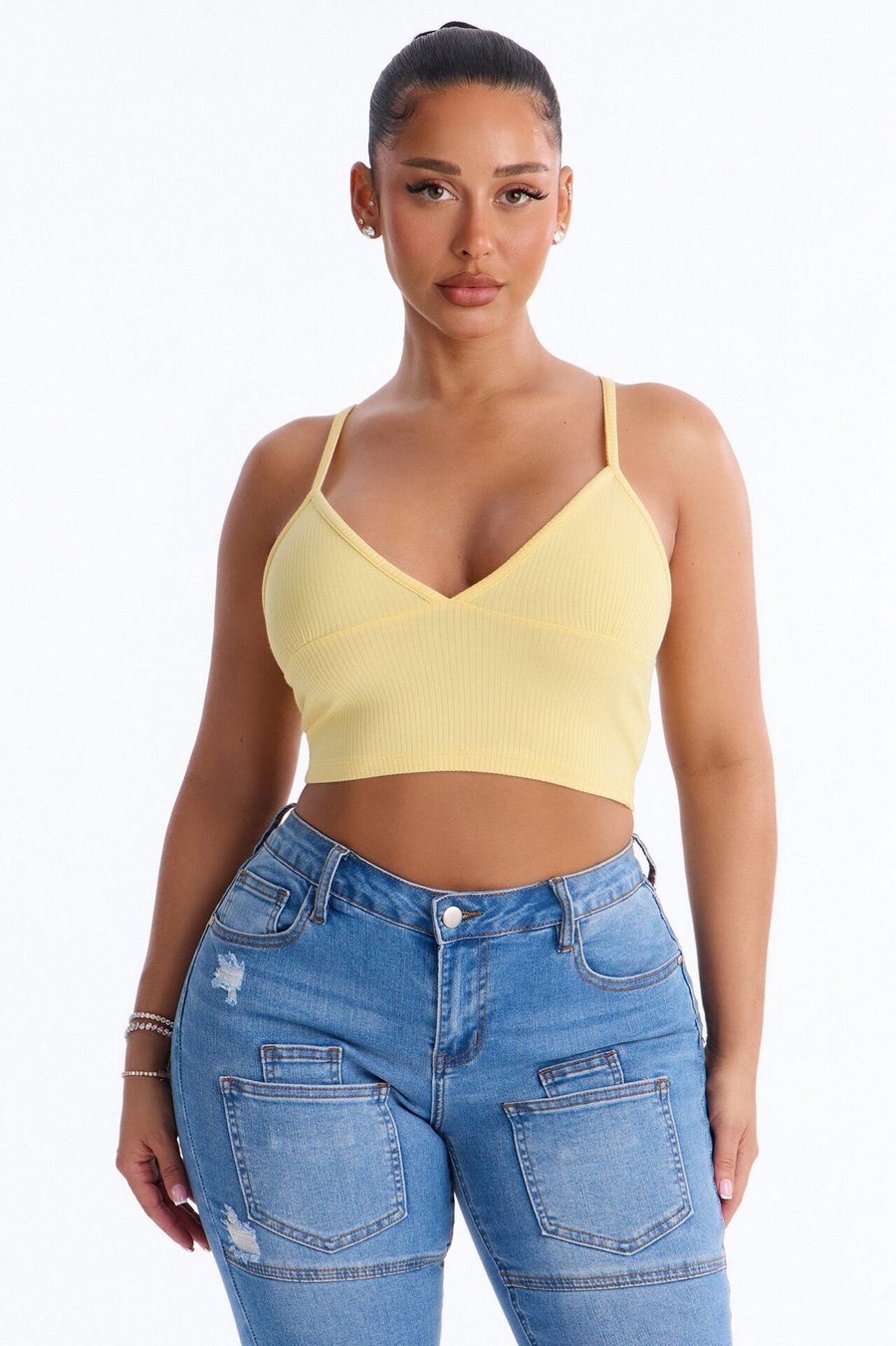 Ellie V Neck Cami Top - Yellow