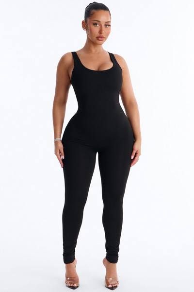 Malia Built In Bra Catsuit - Black