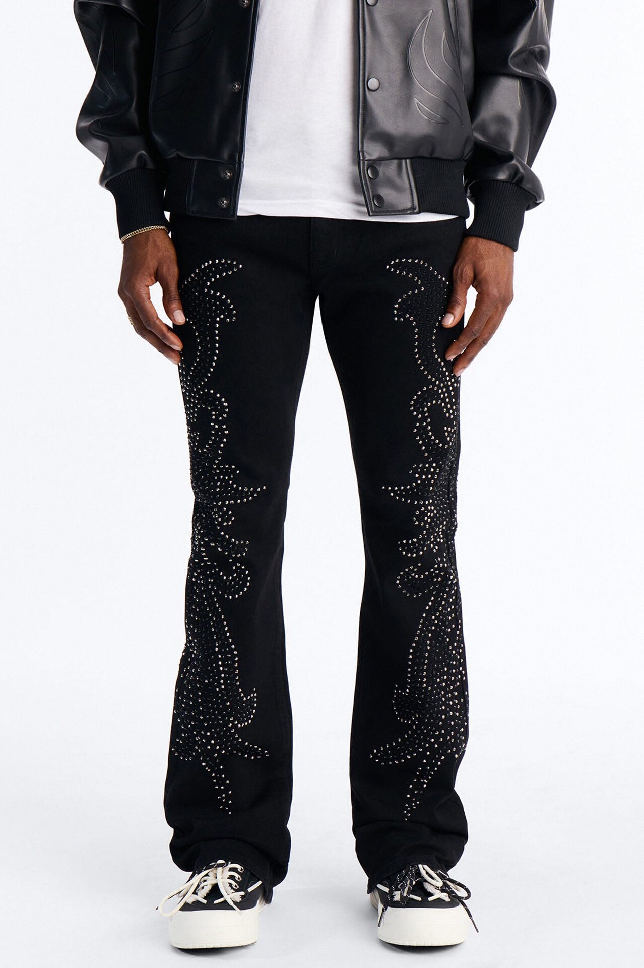 Stacked Skinny Flare Electric Storm Jean - Black