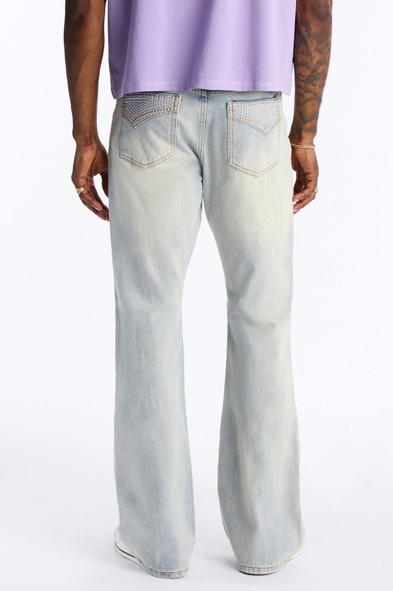 Stacked Slim Flare Stud Havoc Jean - Light Wash