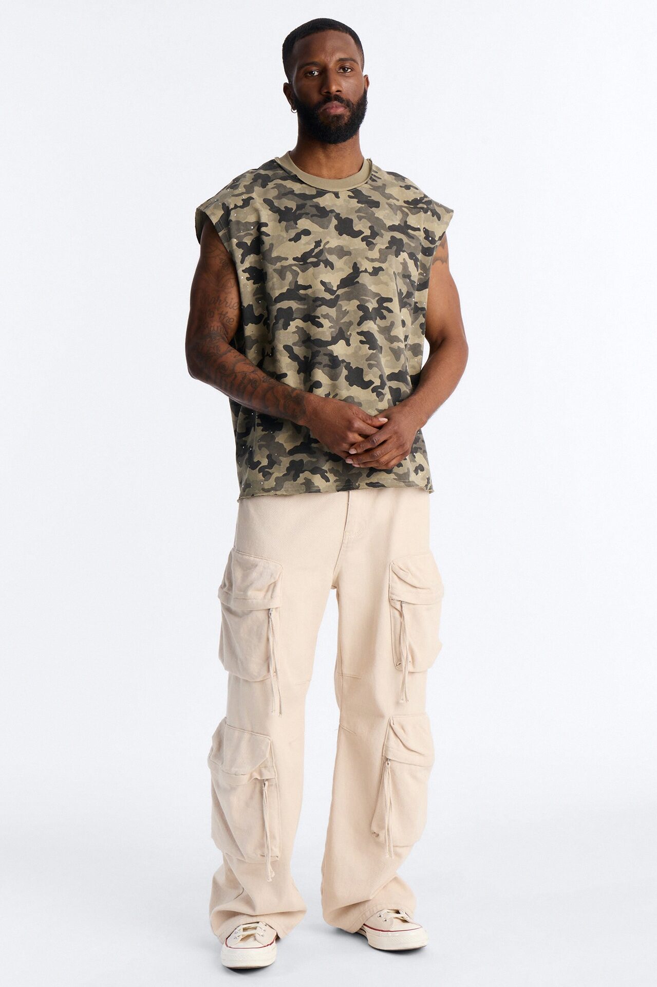 Boxy Cropped Street Soldier Camo Muscle Tee - Camouflage
