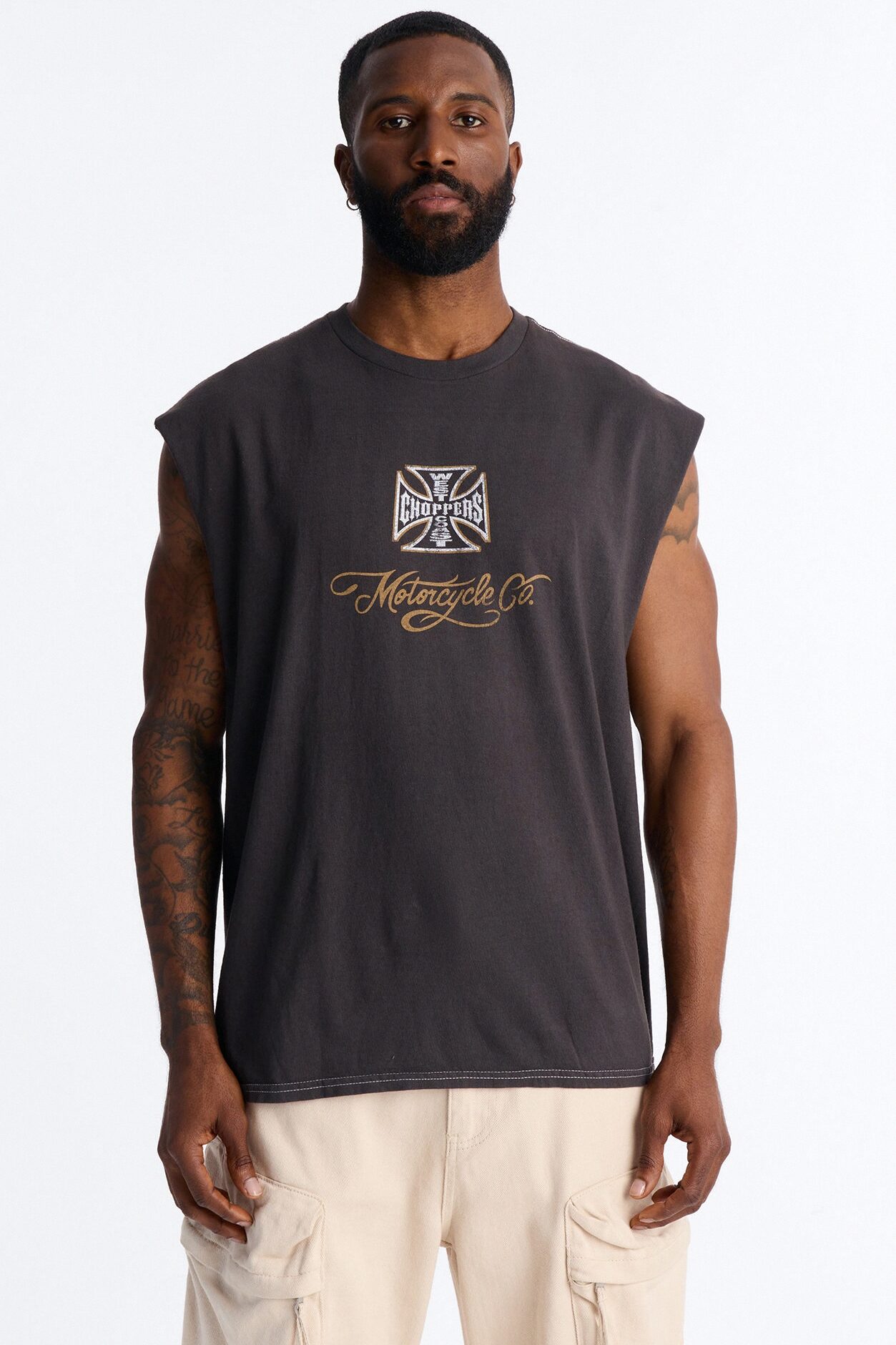 West Coast Choppers Motorcycle Club Muscle Tee - Black Wash