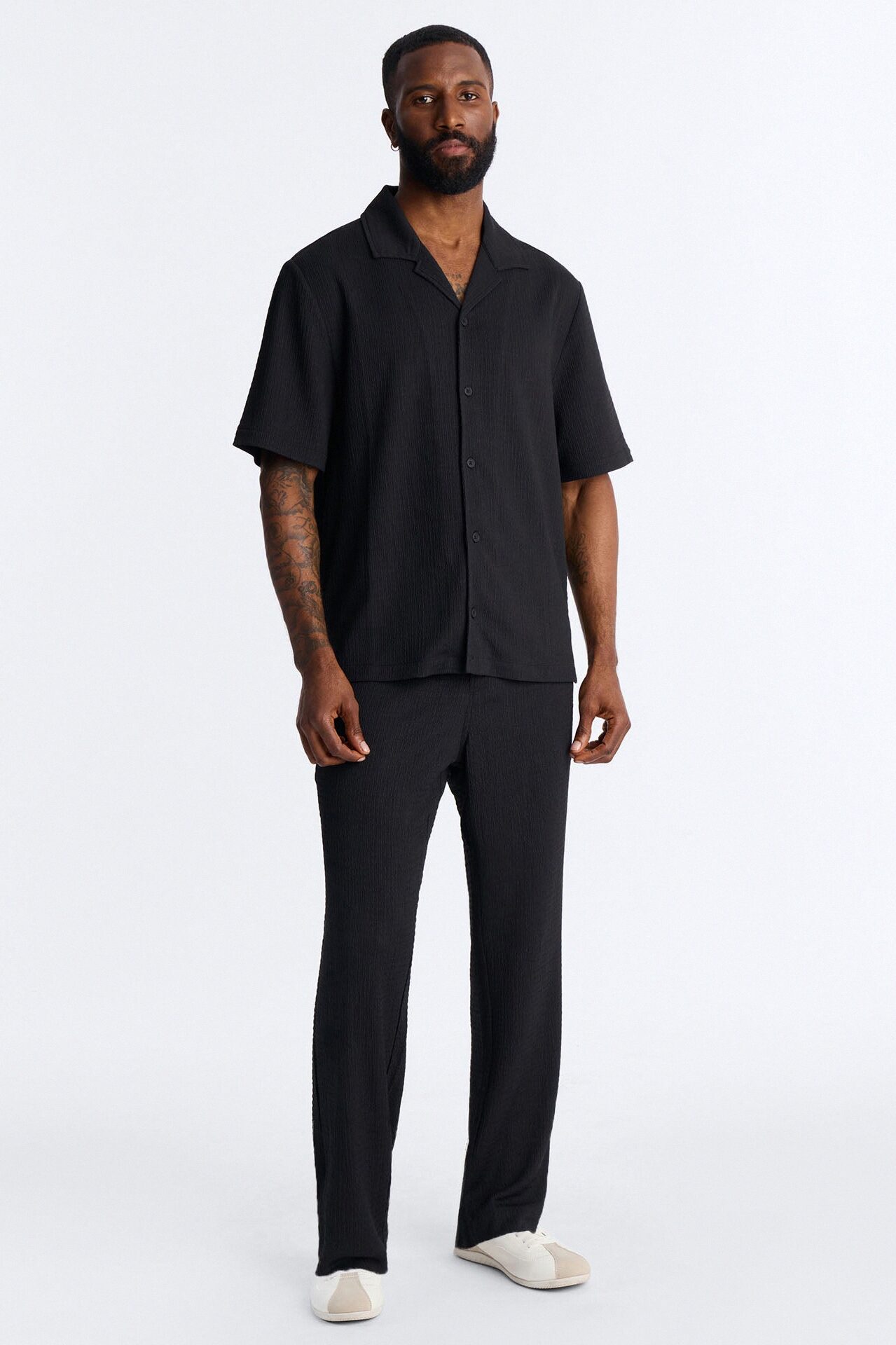 Burton Cuban Collar Button Up Shirt - Black