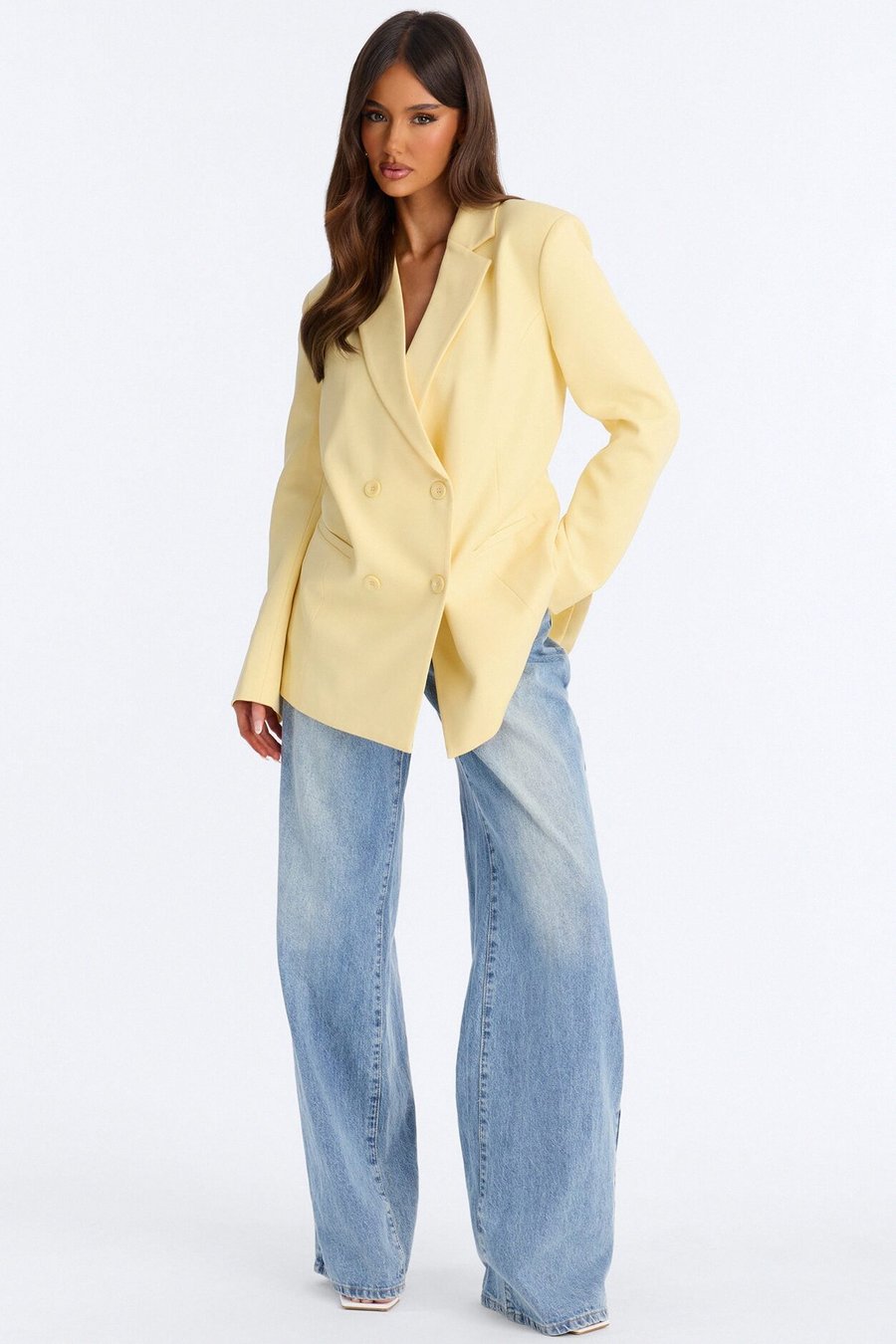 Big Goals Double Breasted Oversized Blazer - Yellow