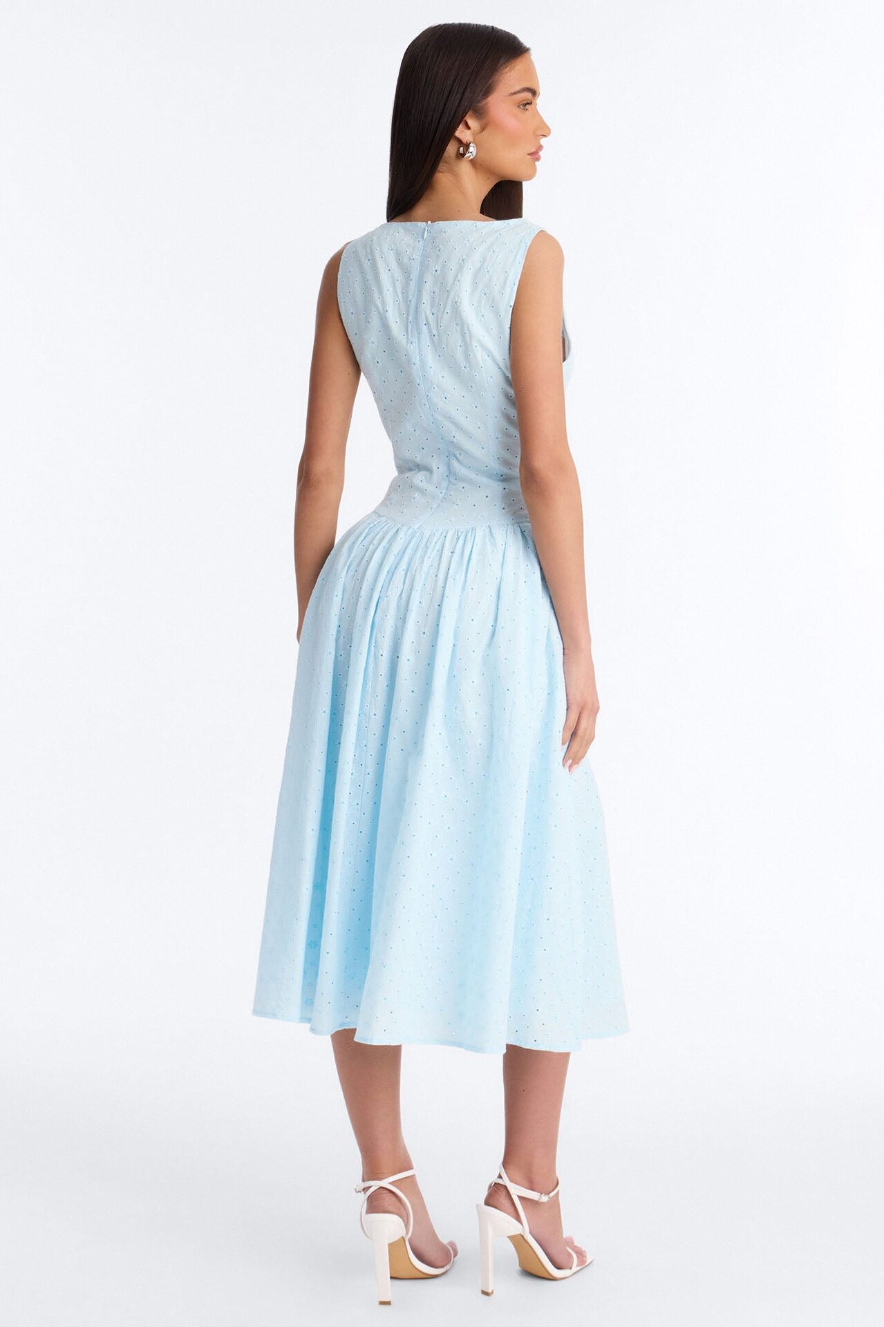 Buttercup Eyelet Midi Dress - Light Blue