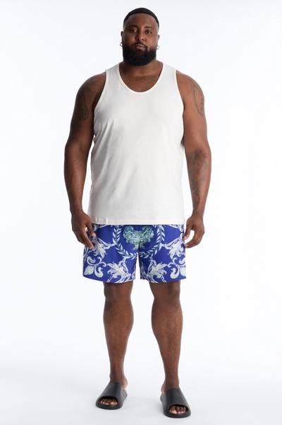 Interlinked Chain Baroque Swim Trunk 7″ - Blue