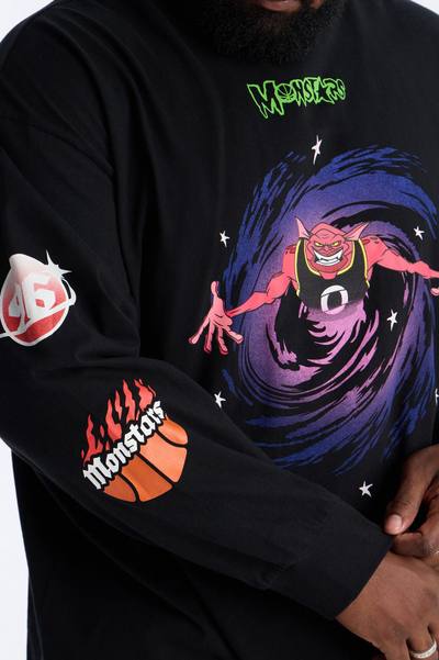Space Jam Monstars Chrome Premium Long Sleeve Shirt - Black
