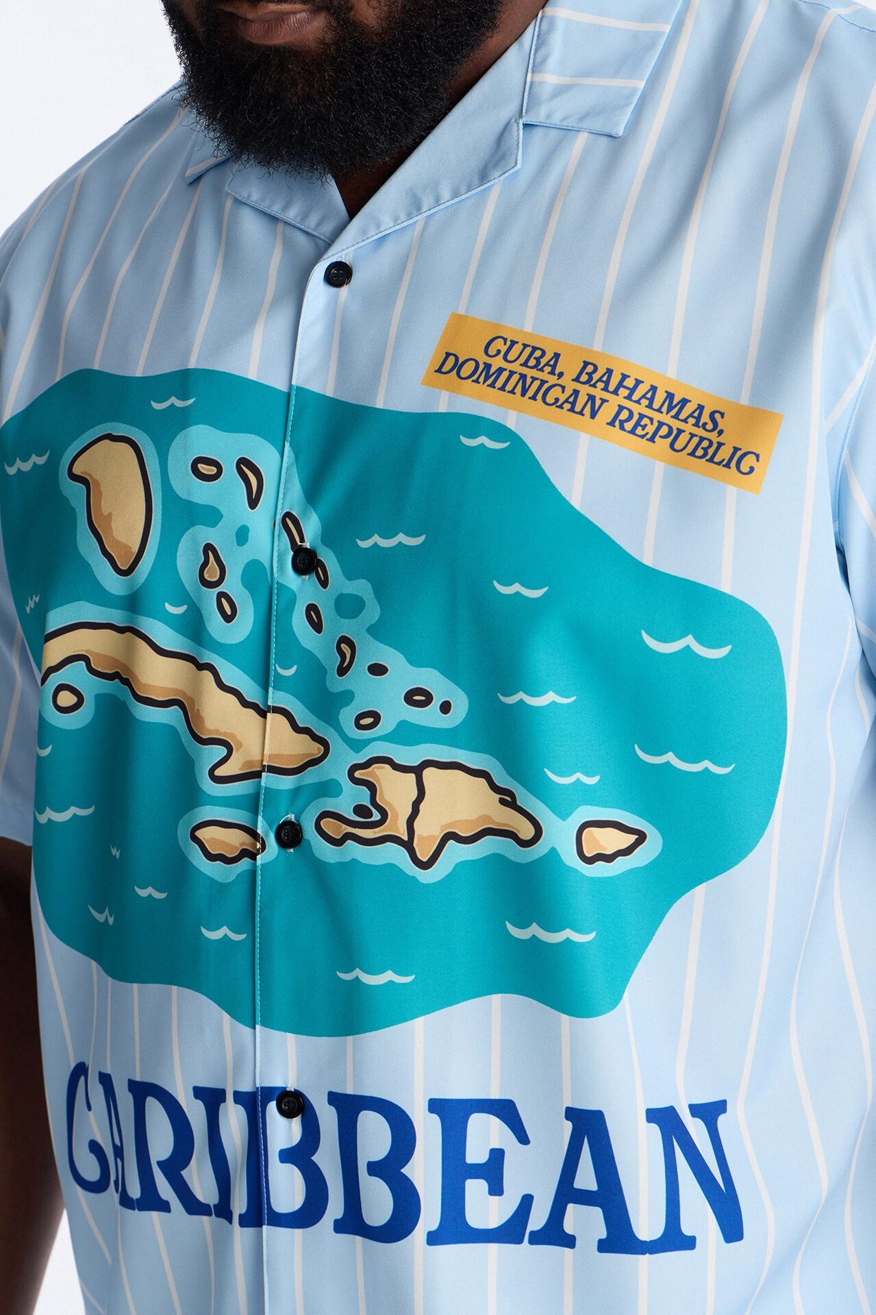 Relaxed Caribbean Vacay Button Up Shirt - Blue