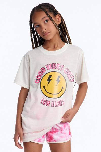 Mini Good Vibes Or Else Short Set - Cream/combo