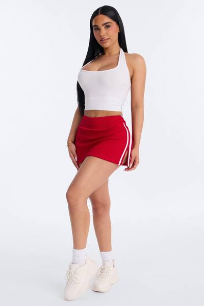 Playing Catch Up Scuba Micro Mini Skort - Red