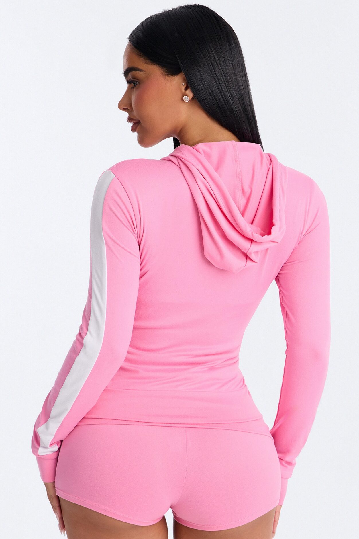 Tennis Courts Zip Up Hoody And Short Set - Bubblegum Pink
