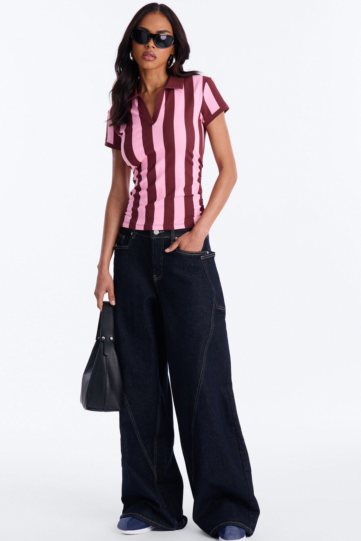First Pick Striped Short Sleeve Top - Burgundy/combo