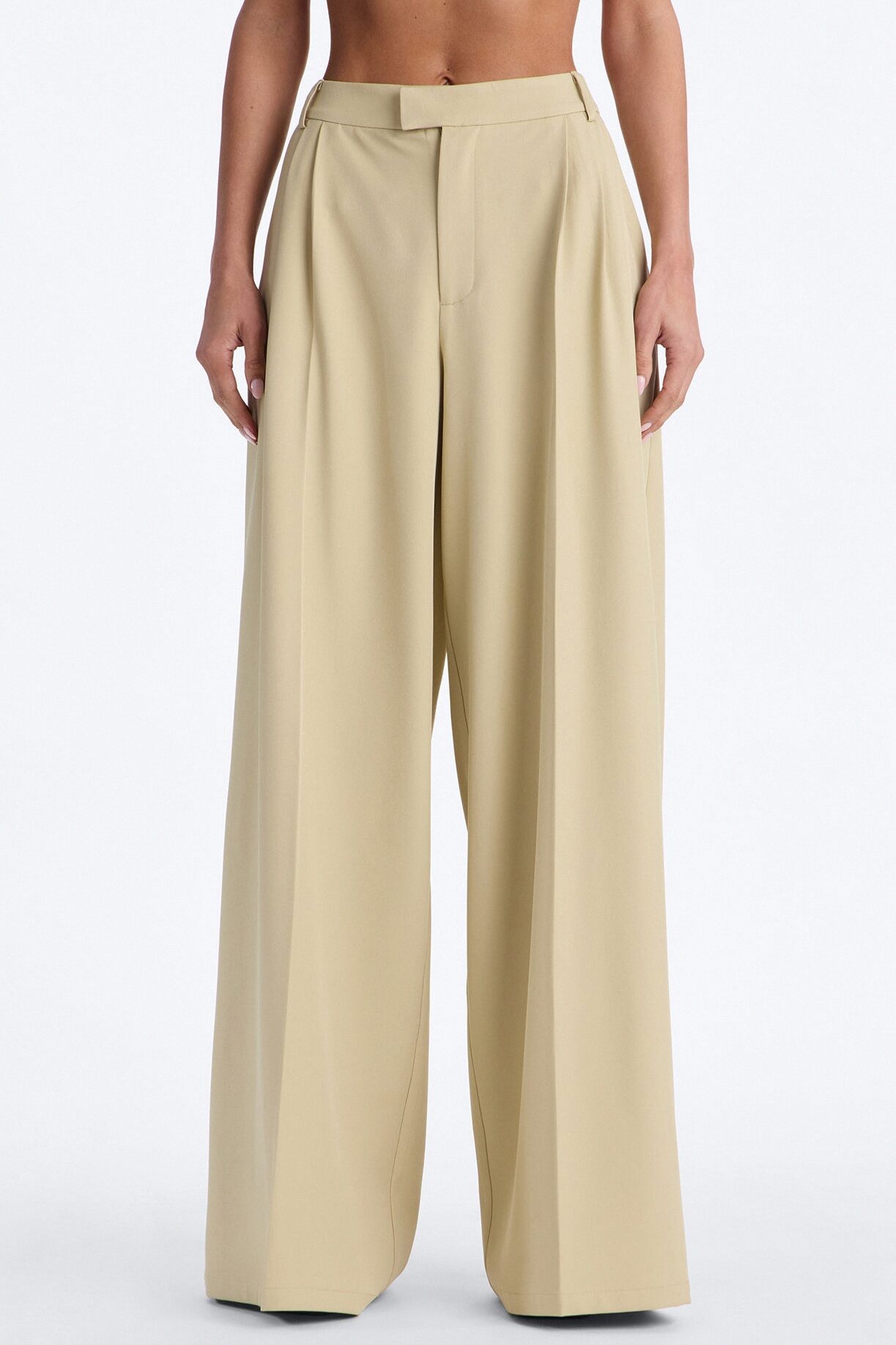 Indy High Rise Wide Leg Trouser Pant - Sage