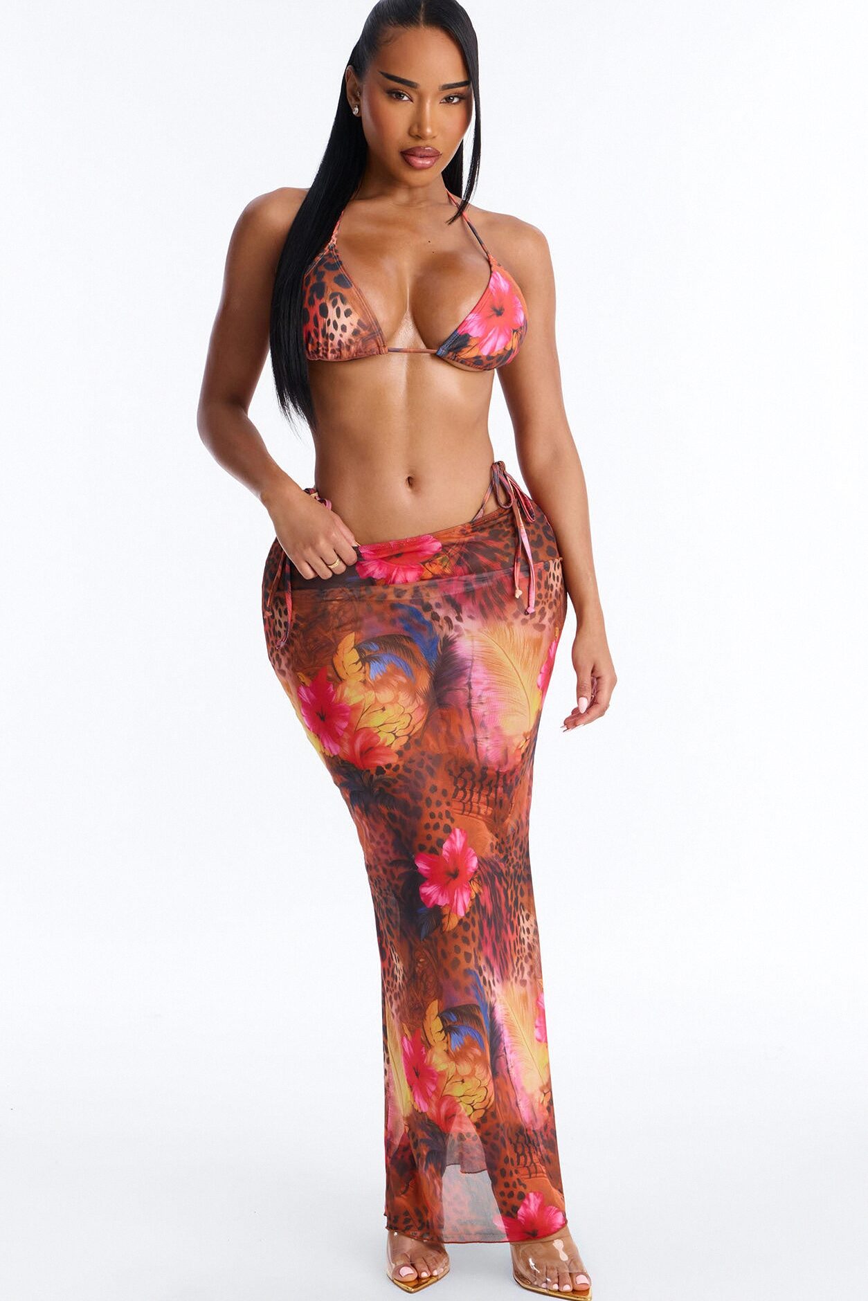 Got It Right Bikini And Sarong - Multi Color