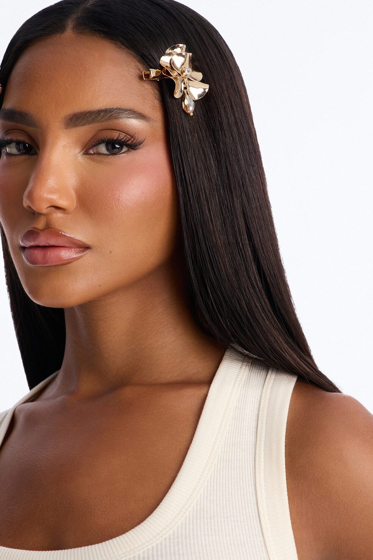 Tropical Dew 2 Piece Hair Clip Set - Gold