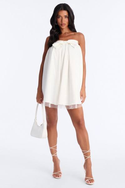 Charli Strapless Satin Mini Dress - White