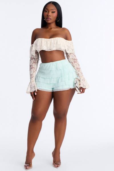 Cast Your Spell Ruffle Bloomer Short - Light Blue