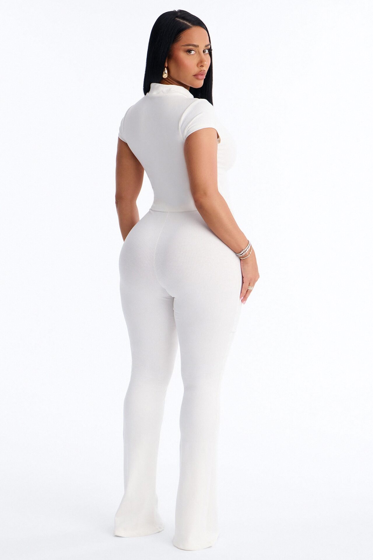 Valentina Snatched Straight Leg Pant Set - White