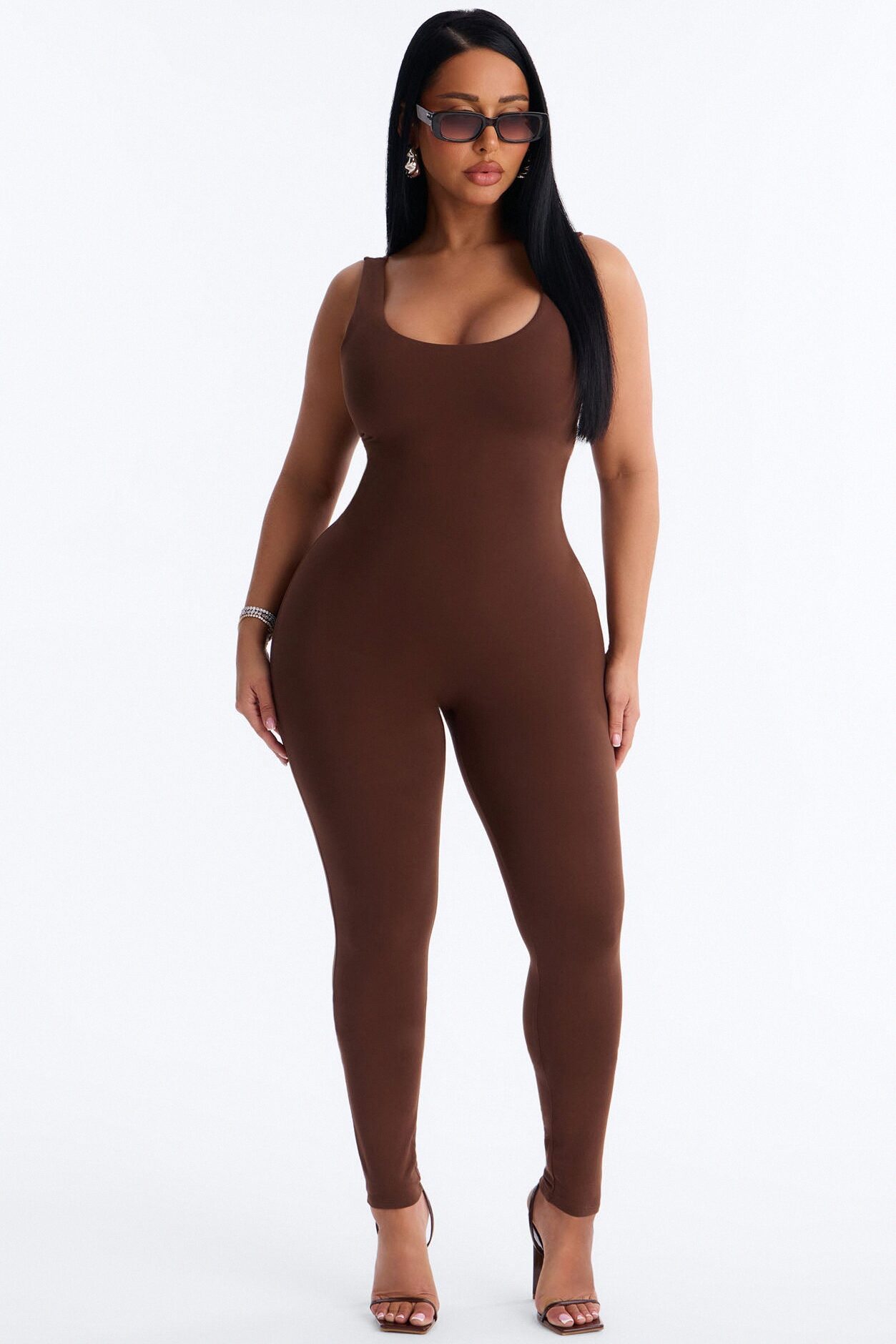 Malia Built In Bra Catsuit - Chocolate