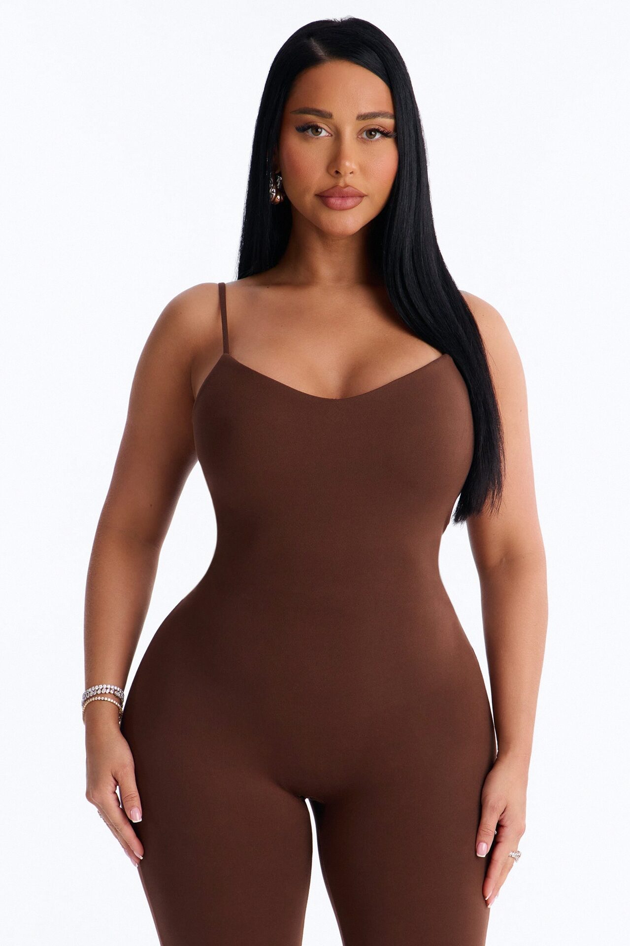 Marina Built In Bra Cami Catsuit - Chocolate