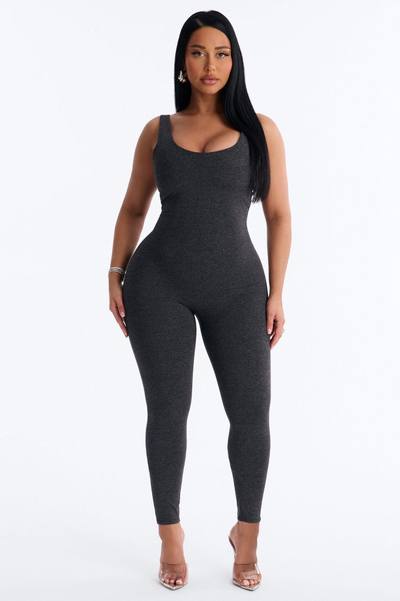 Malia Built In Bra Catsuit - Charcoal