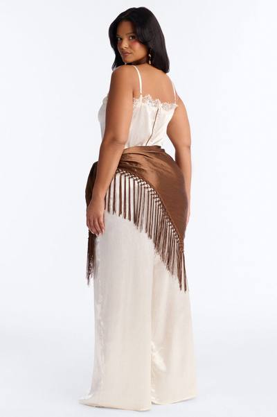 Elsa Satin Waist Scarf Jumpsuit - Ivory