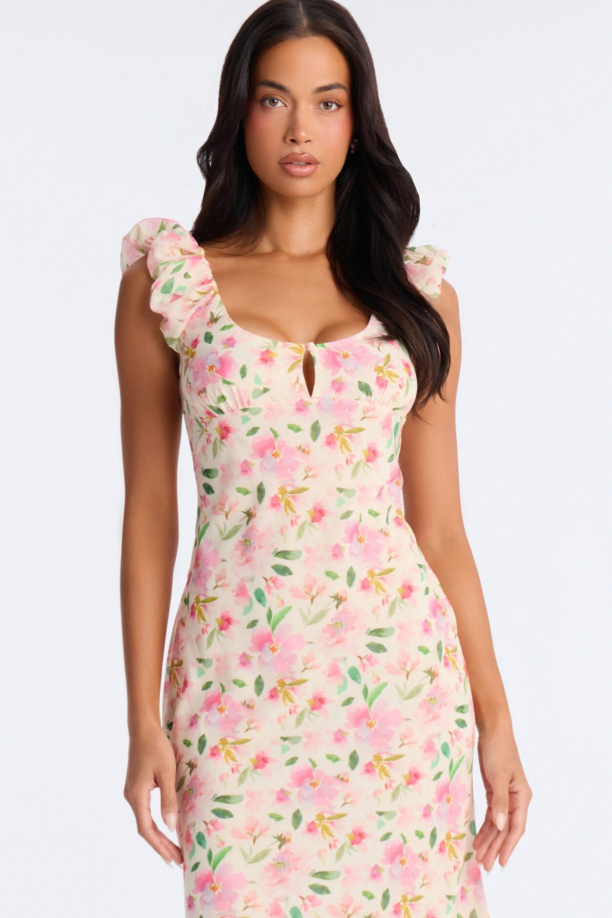 Christie Floral Midi Dress - Pink/combo