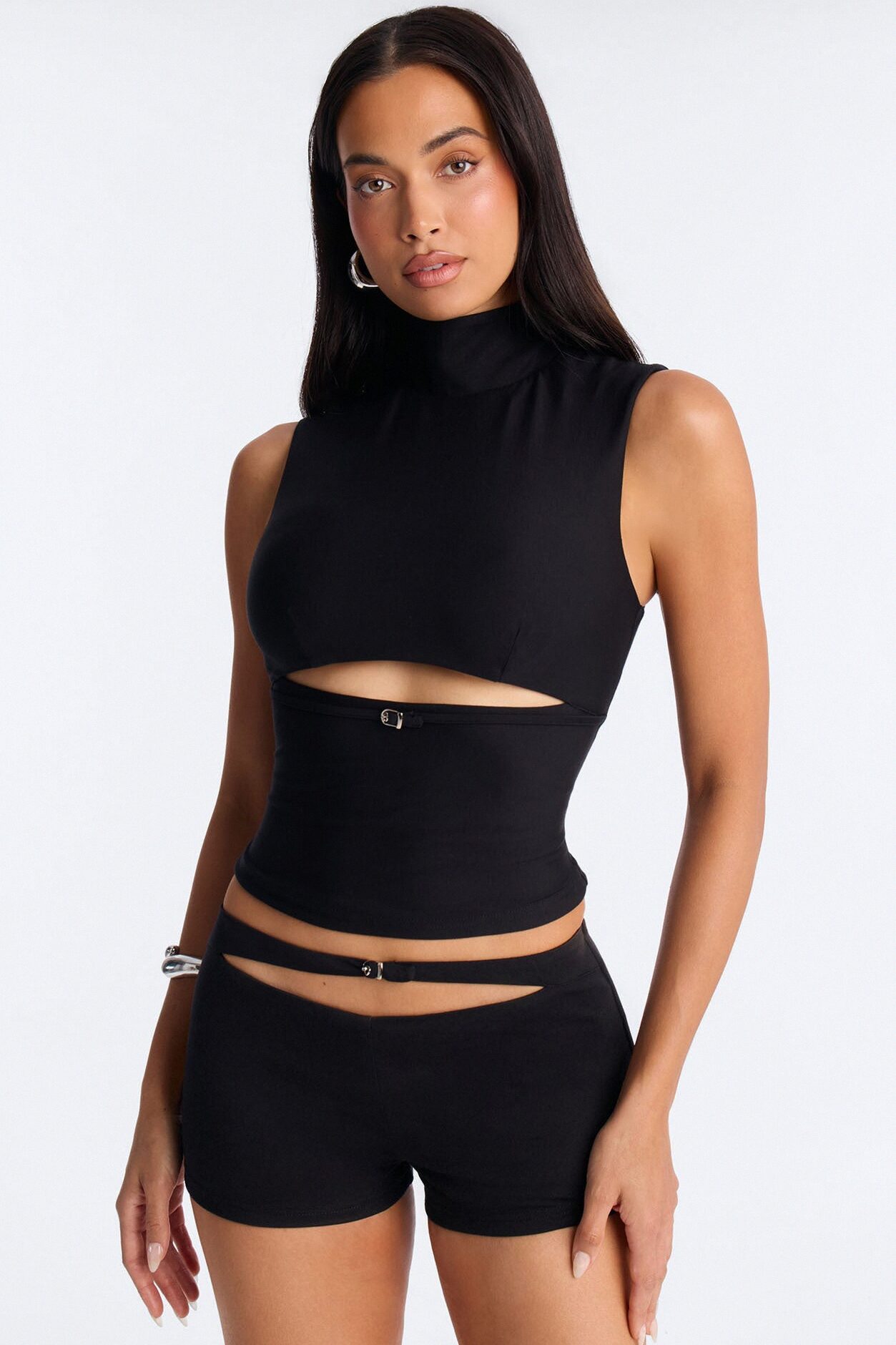 Rebel Ponte Micro Mini Short Set - Black
