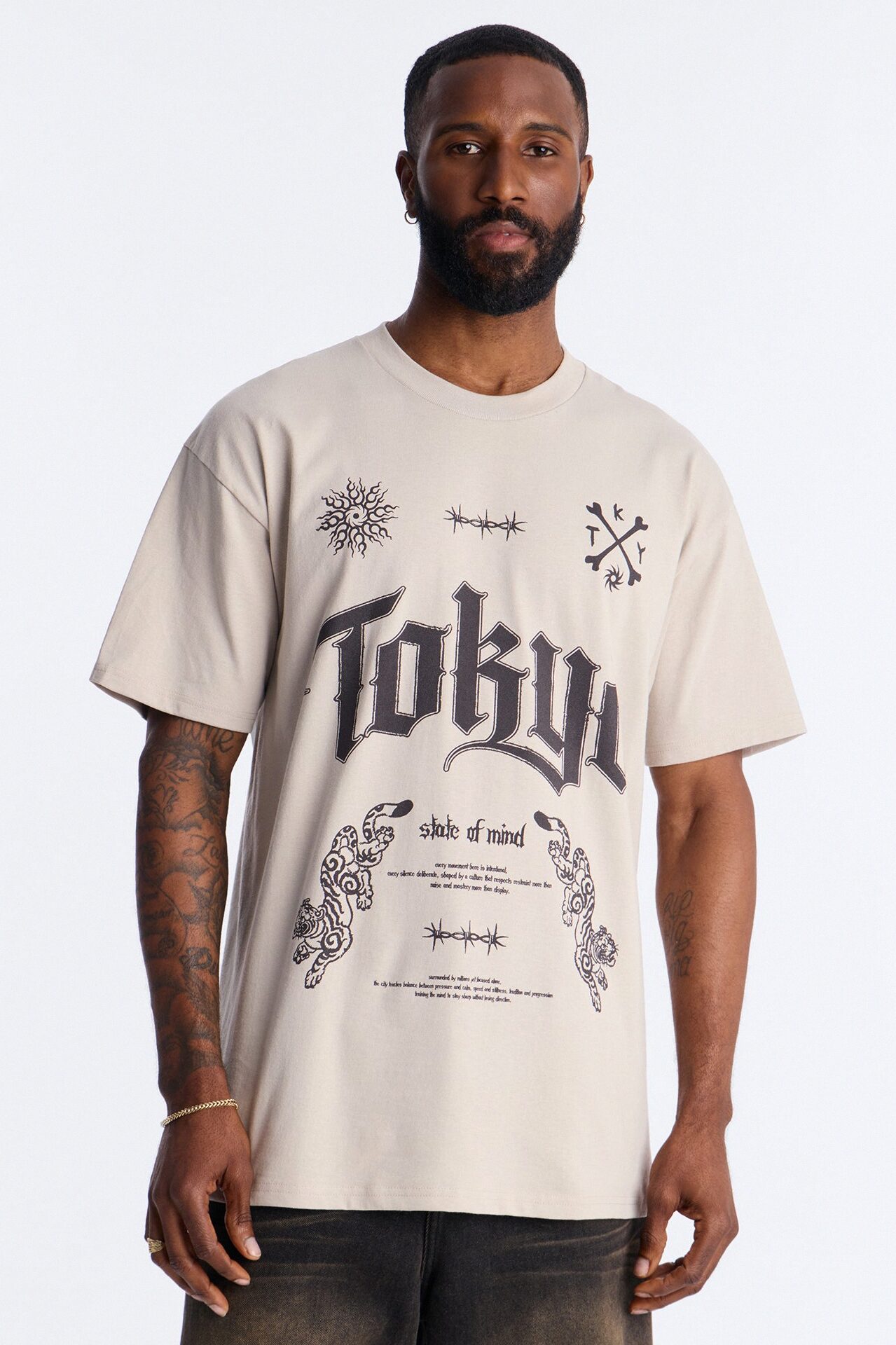 Tokyo State Of Mind Oversized Short Sleeve Tee - Grey