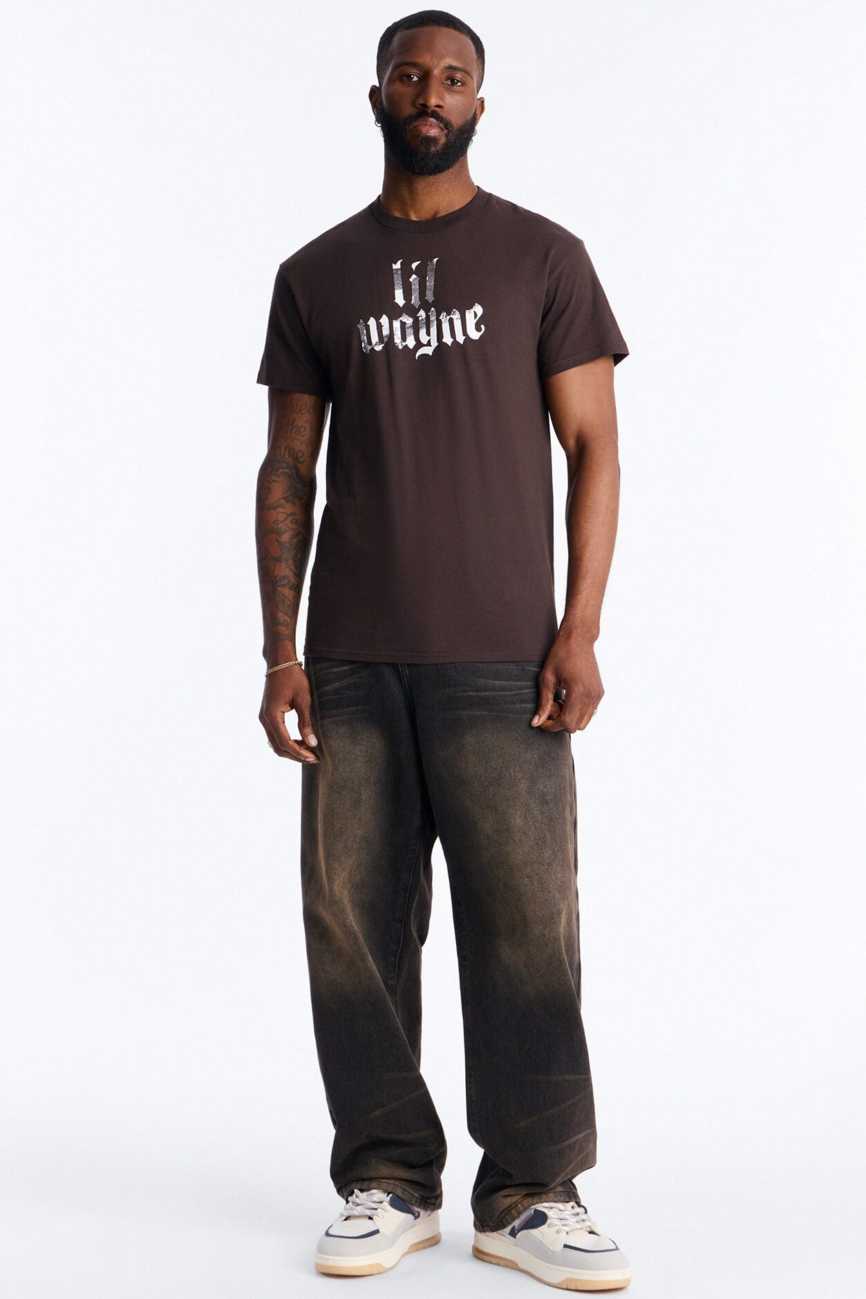 Lil Wayne Flames Graphic Short Sleeve Tee - Brown