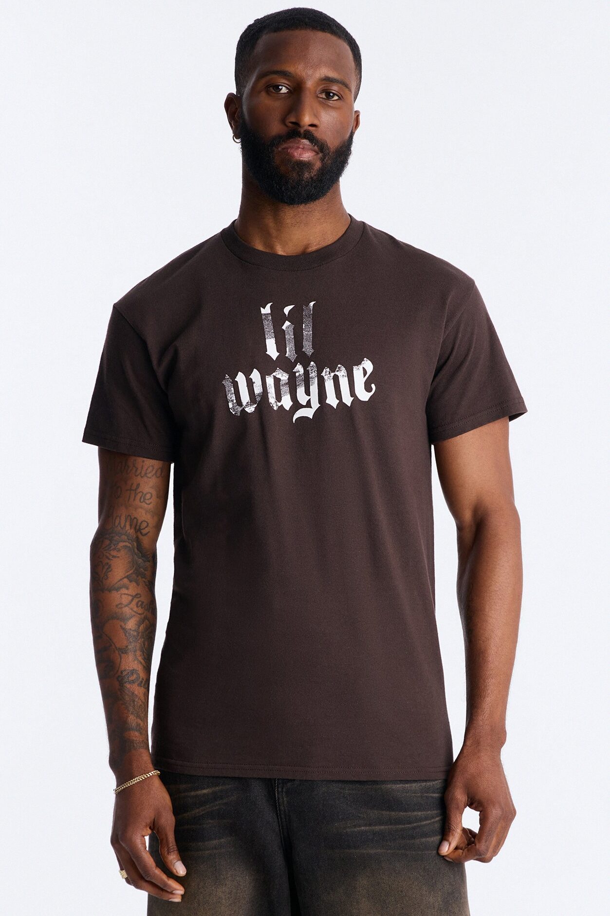 Lil Wayne Flames Graphic Short Sleeve Tee - Brown