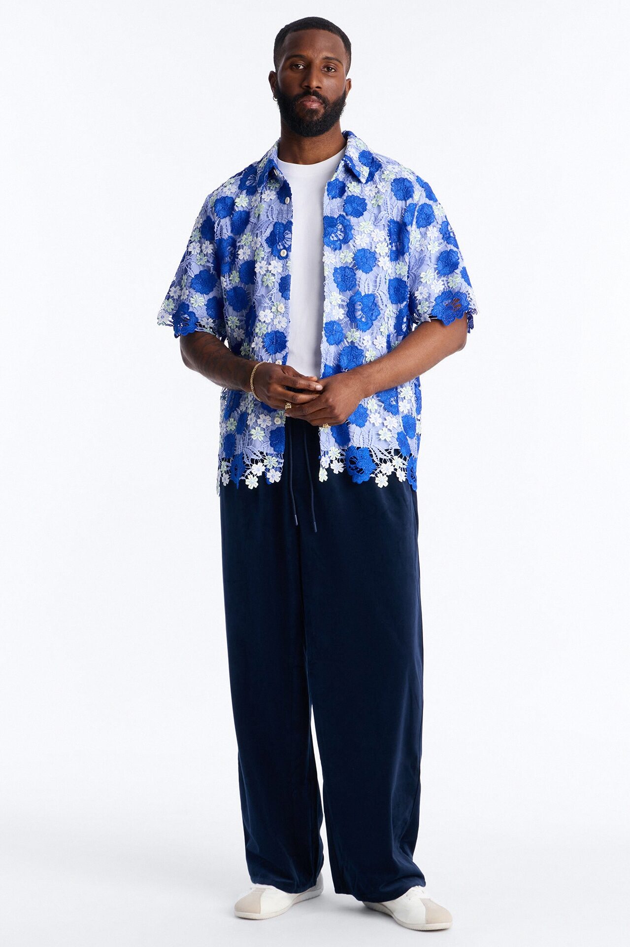 Relaxed Paradise Field Button Up Shirt - Blue