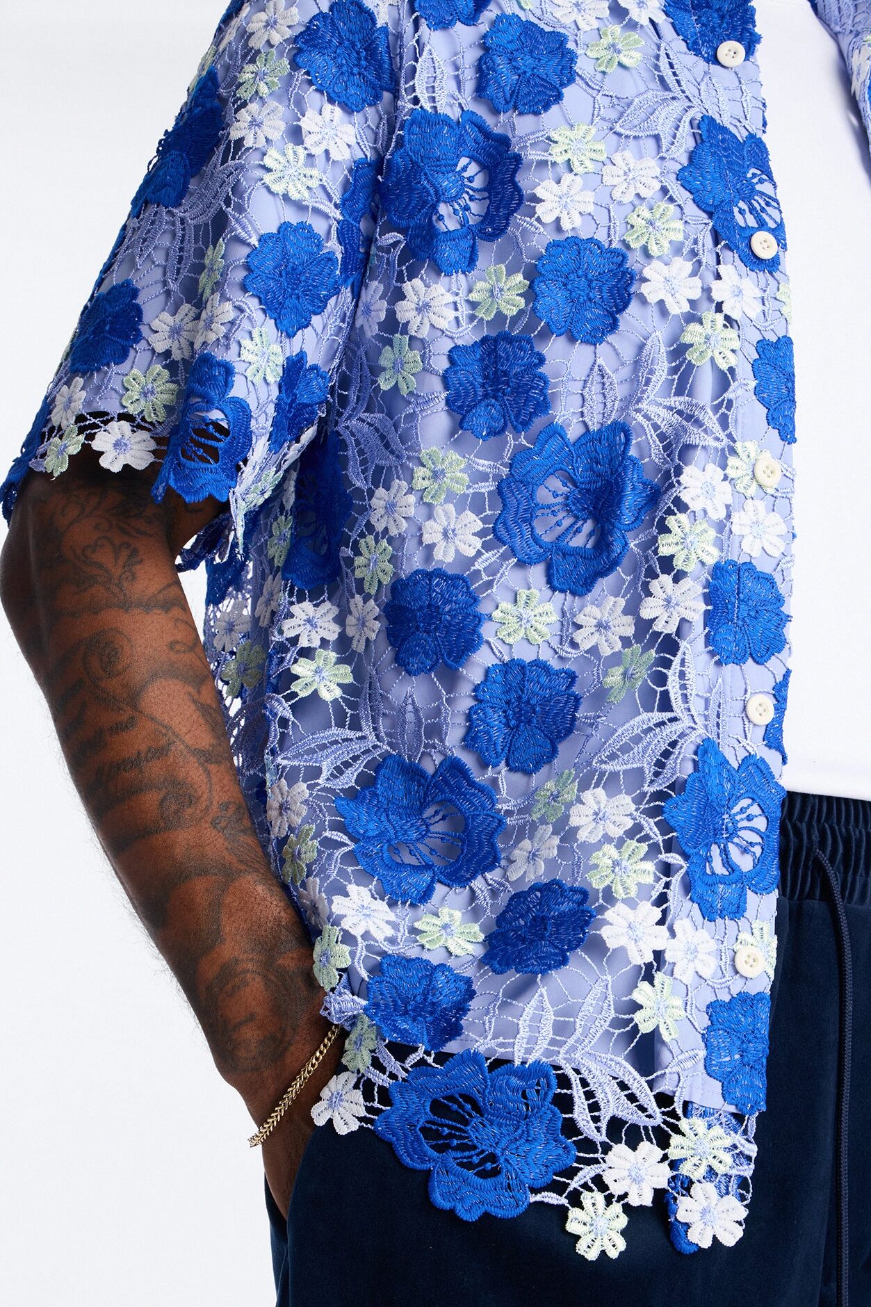 Relaxed Paradise Field Button Up Shirt - Blue