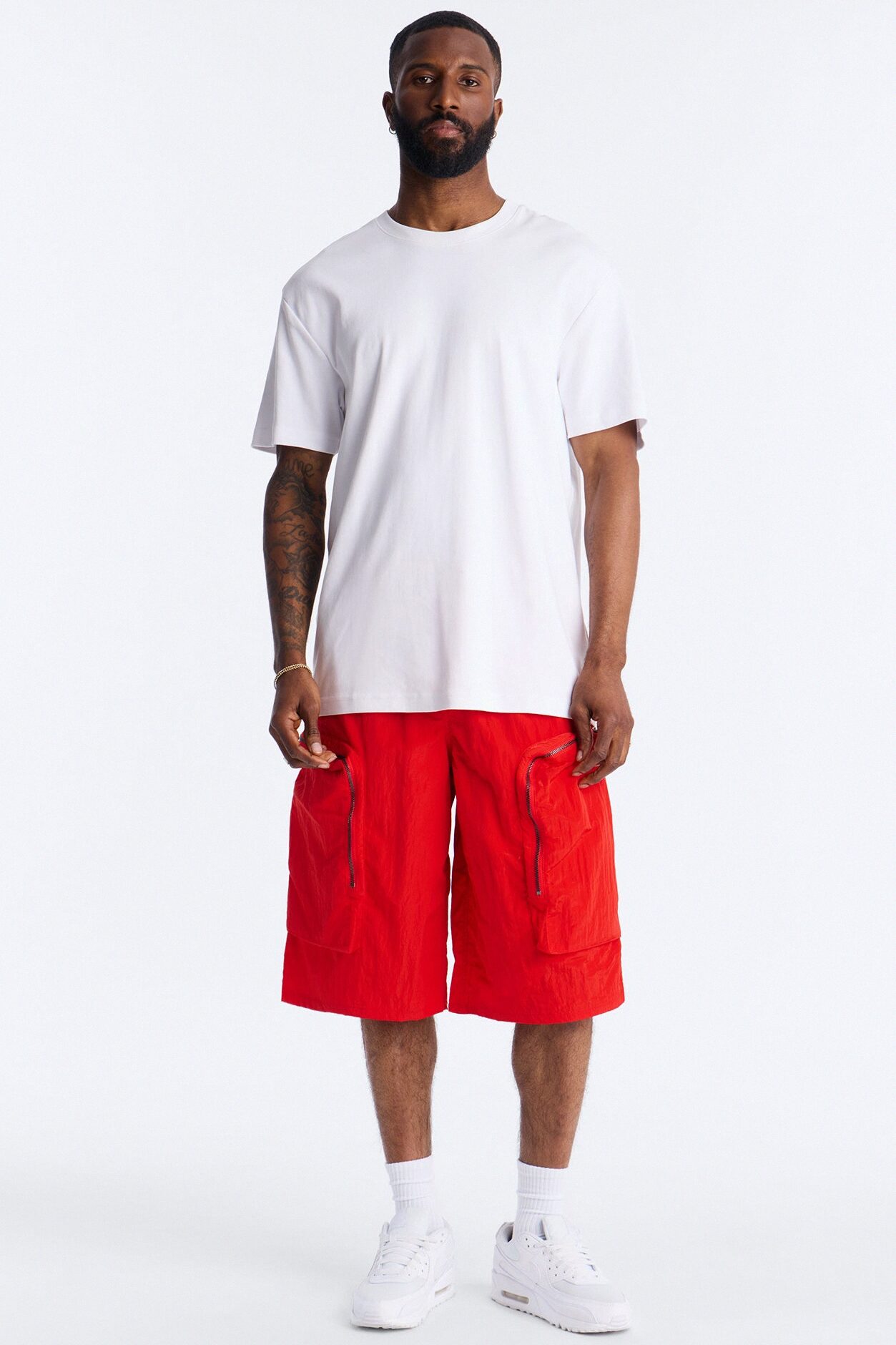 Baggy Oversized Pockets Tech Short - Red