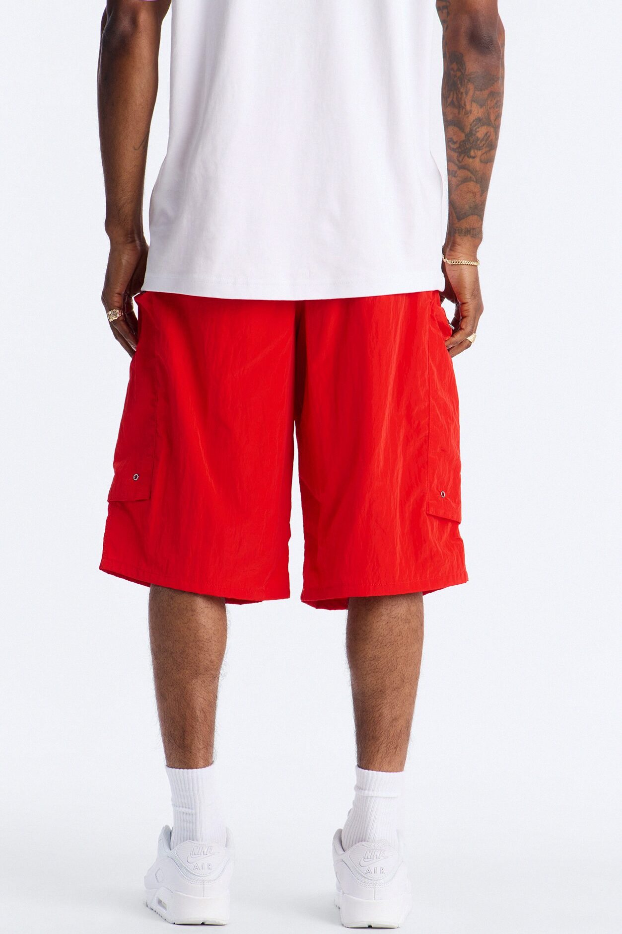 Baggy Oversized Pockets Tech Short - Red