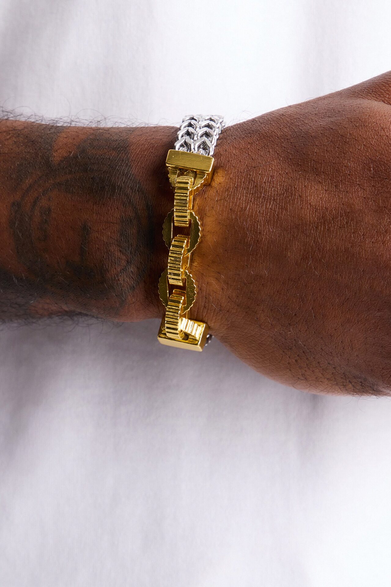 Two Tone Chain Link Bracelet - Silver/Combo