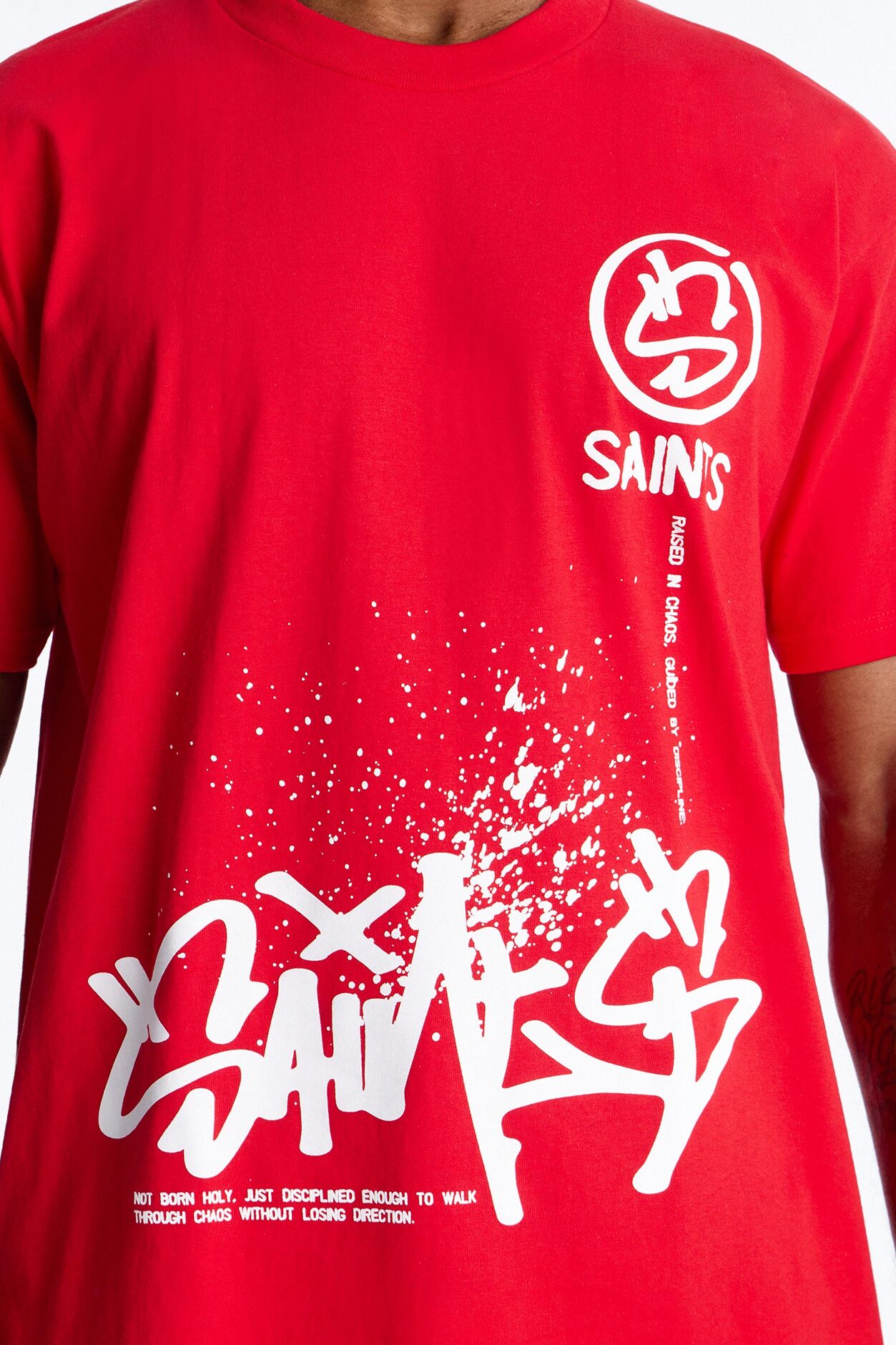Saints Off The Wall Oversized Short Sleeve Tee - Red