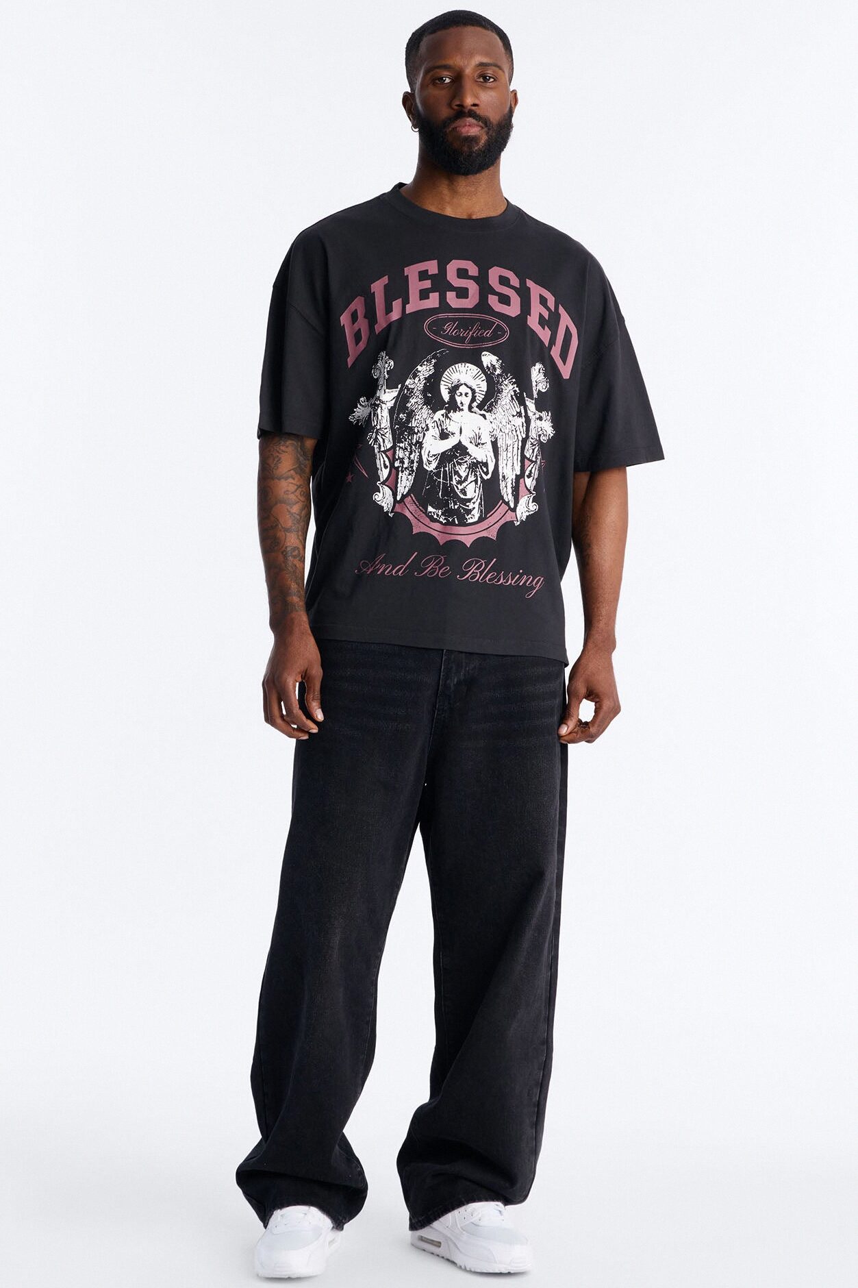 Blessed Glorified Oversized Short Sleeve Tee - Black Wash
