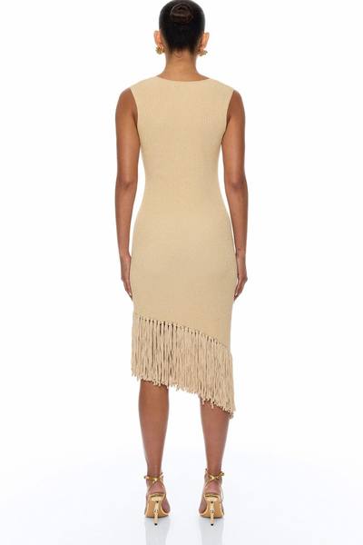 Mariah Fringe Metallic Knit Midi Dress - Gold