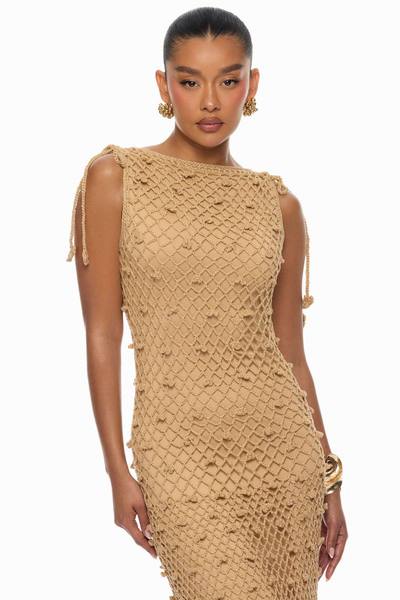 Cabana Vibing Crochet Maxi Dress - Brown