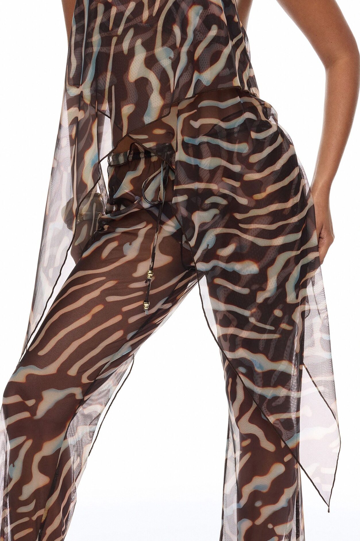 Golden Getaway Mesh Swim Cover Up - Brown/combo