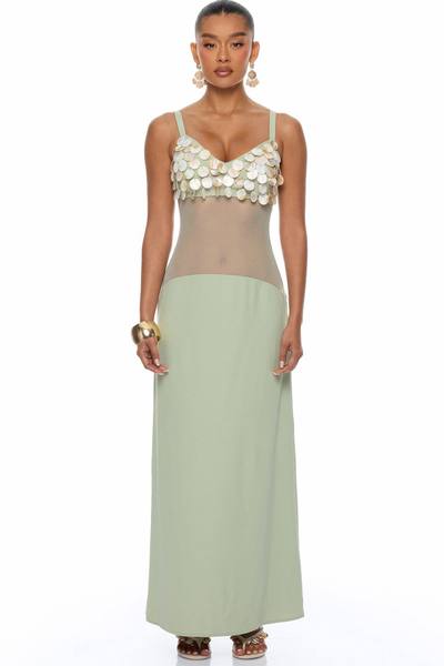Coastal Chic Shell Maxi Dress - Sage