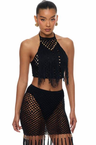 Coconut Clouds Crochet 3 Piece Skirt Set - Black