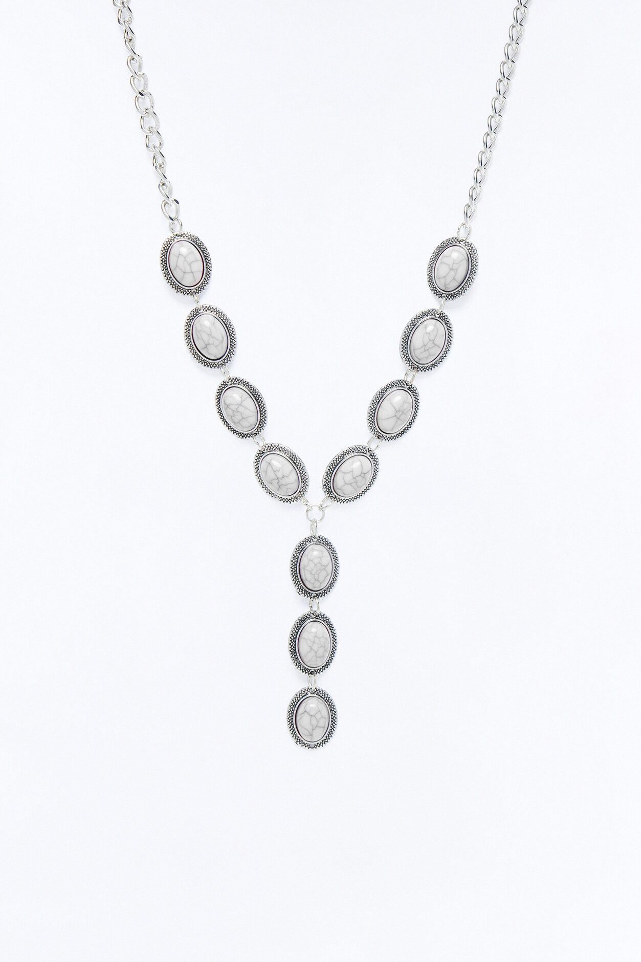 Neon Moon Lariat Necklace - White/Silver