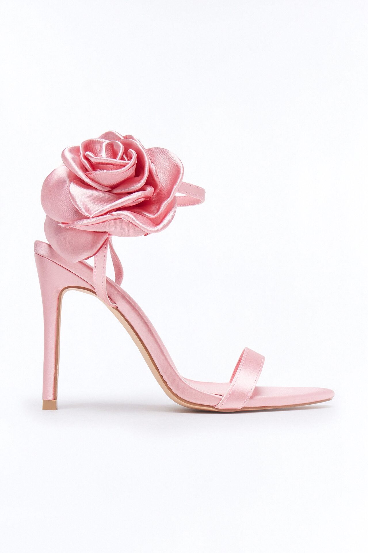 Kesia Satin Flower Stiletto Heels - Coral